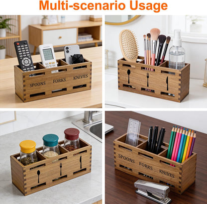 Wooden Flatware Silverware Caddy Cutlery Holder Utensil Holder for Party