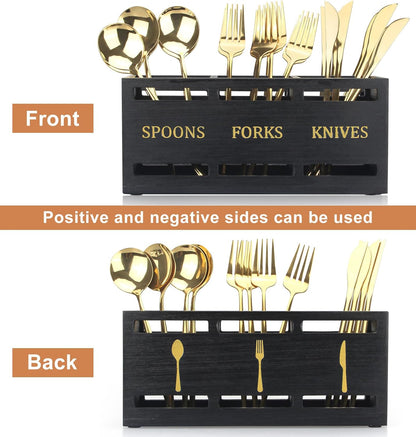 Wooden Flatware Silverware Caddy Cutlery Holder Utensil Holder for Party