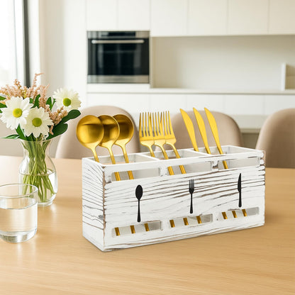 Wooden Flatware Silverware Caddy Cutlery Holder Utensil Holder for Party