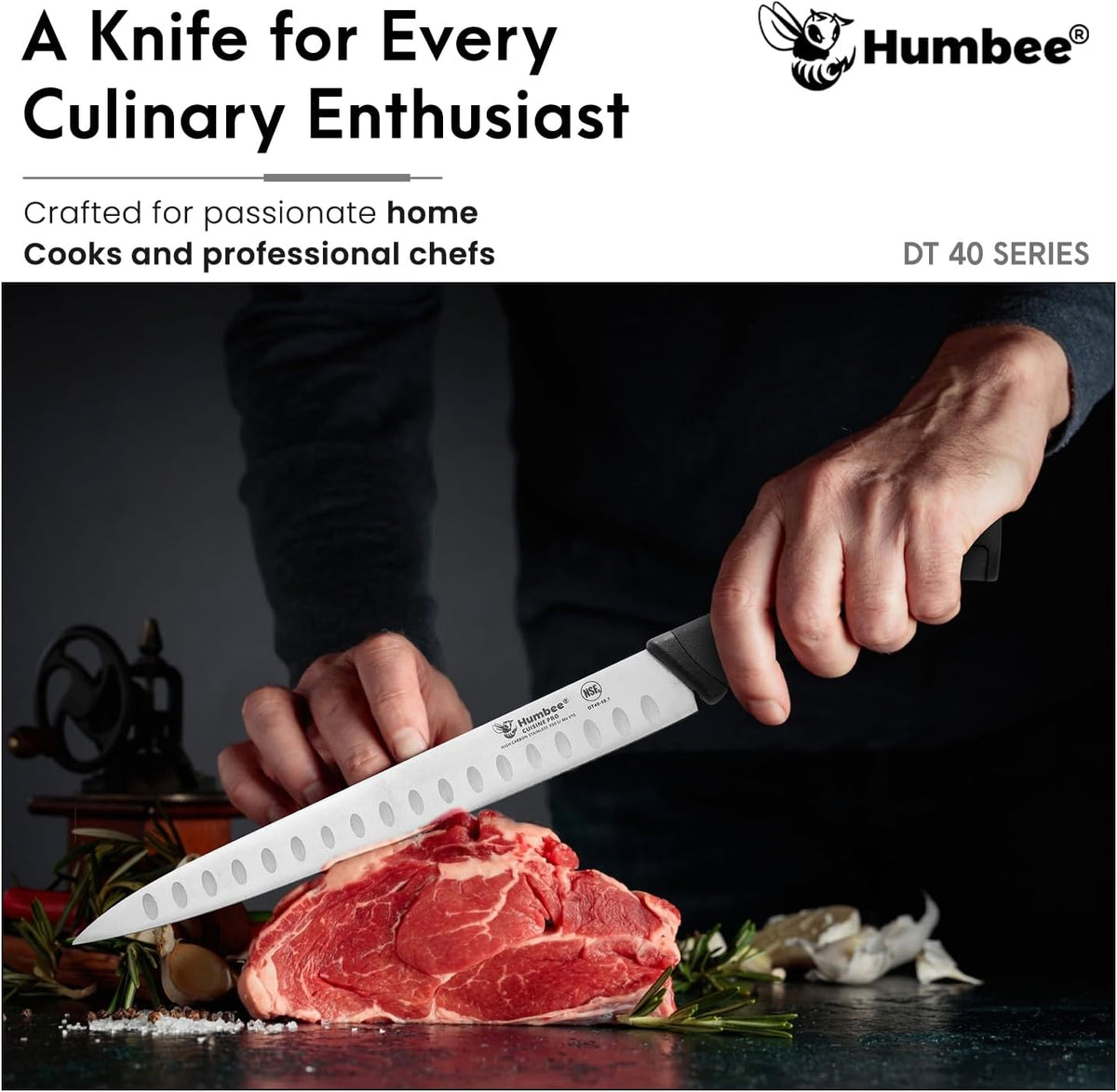 10-Inch Slicer knife With Granton edge, Black, DT-40 Series