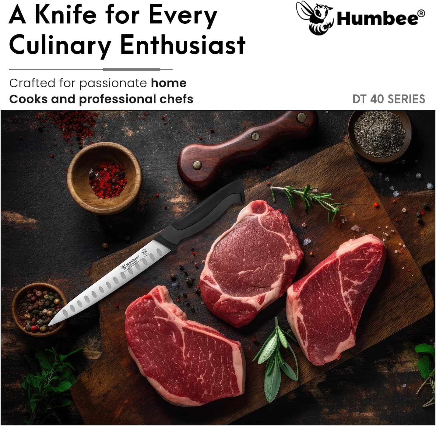 10-Inch Slicer knife With Granton edge, Black, DT-40 Series