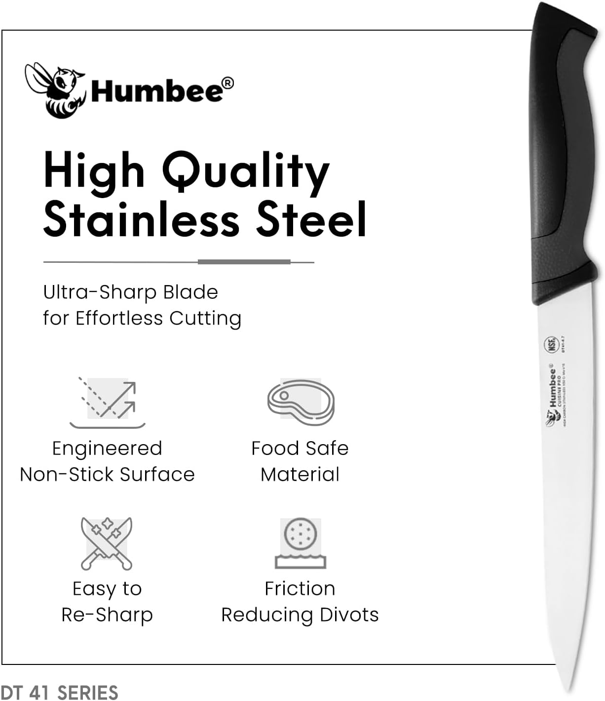 10-Inch Slicer knife With Granton edge, Black, DT-40 Series