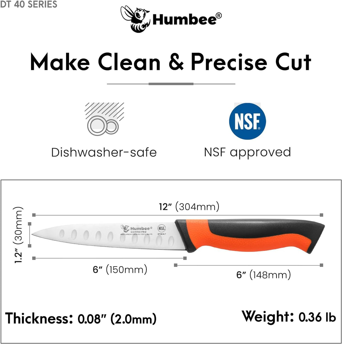 10-Inch Slicer knife With Granton edge, Black, DT-40 Series