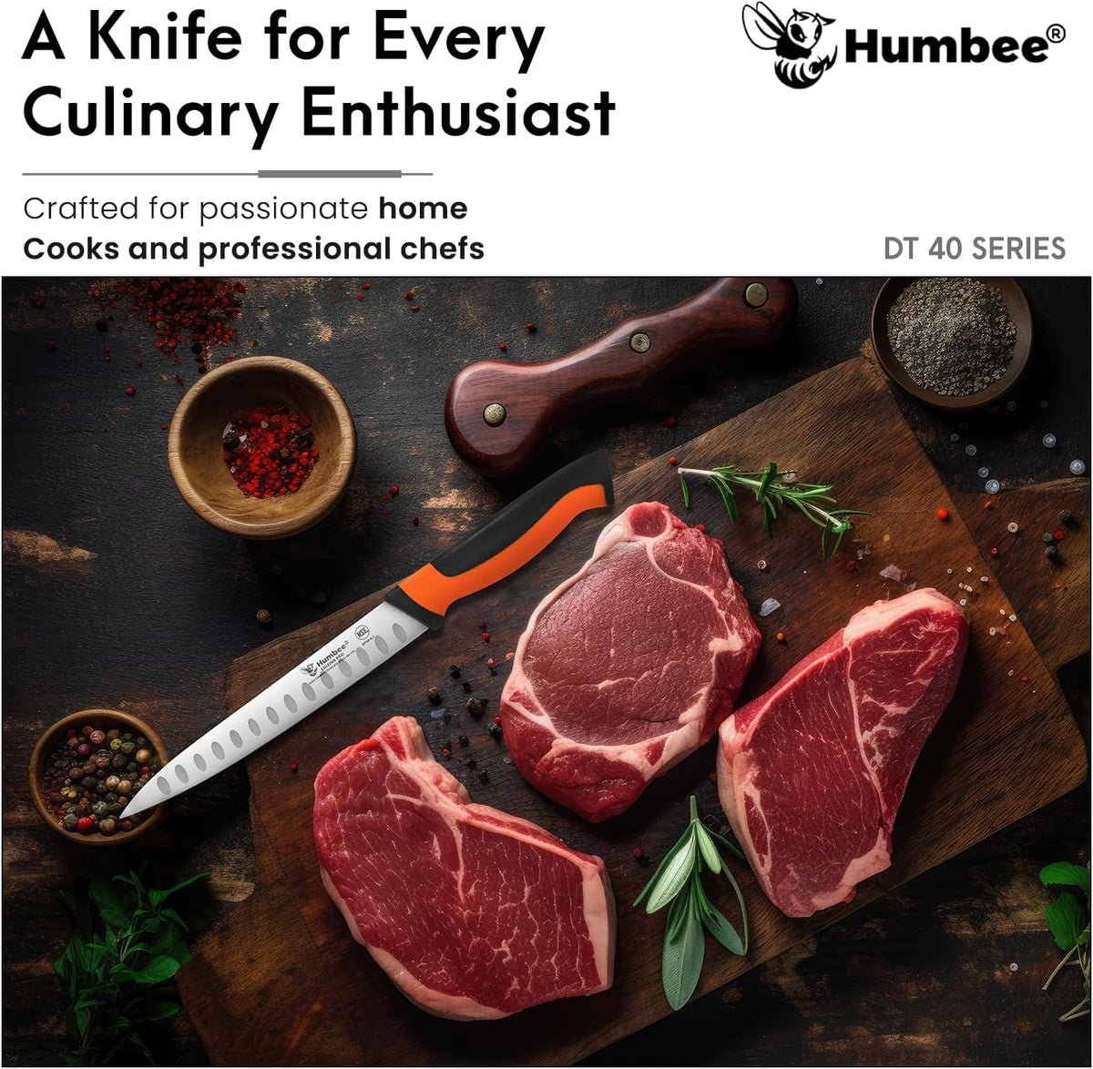 10-Inch Slicer knife With Granton edge, Black, DT-40 Series