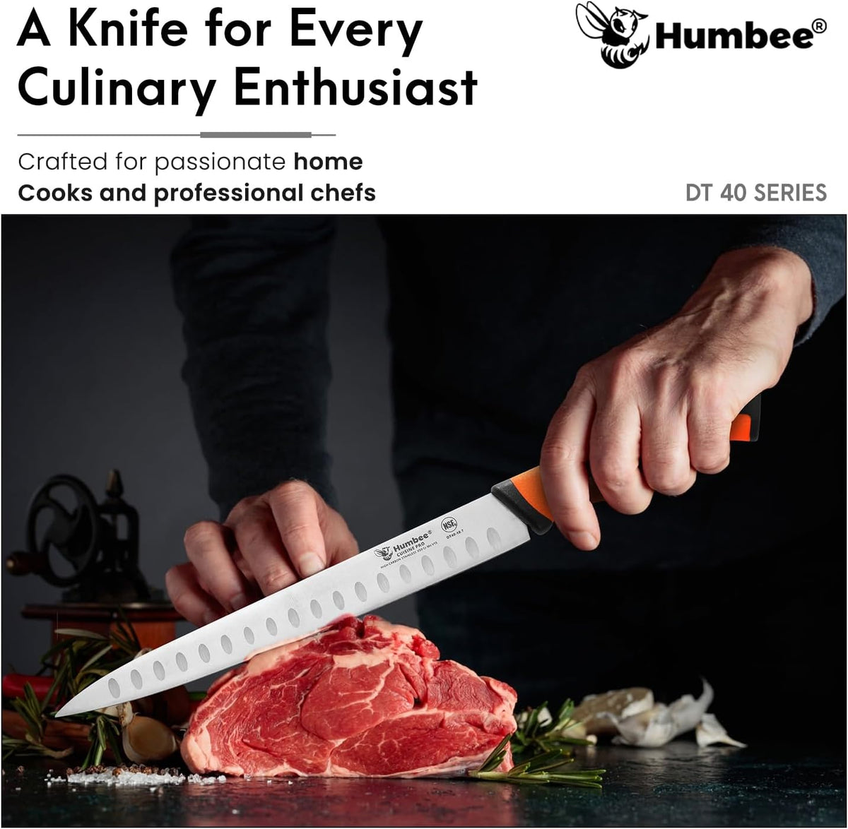 10-Inch Slicer knife With Granton edge, Black, DT-40 Series