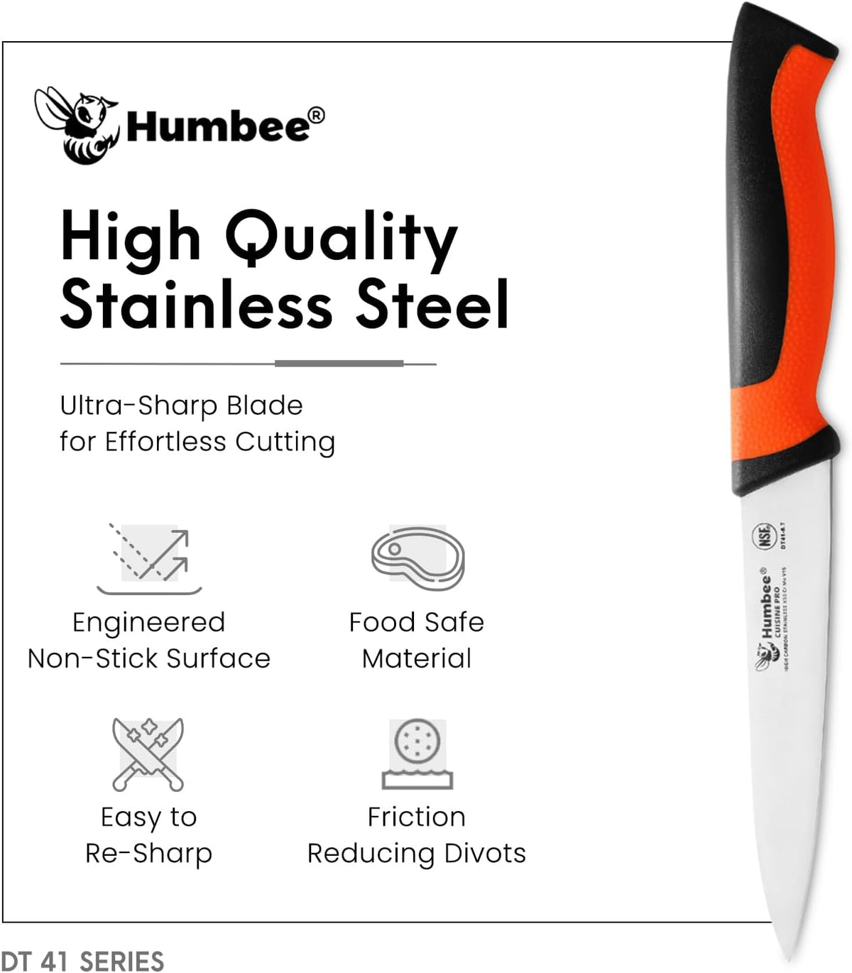 10-Inch Slicer knife With Granton edge, Black, DT-40 Series