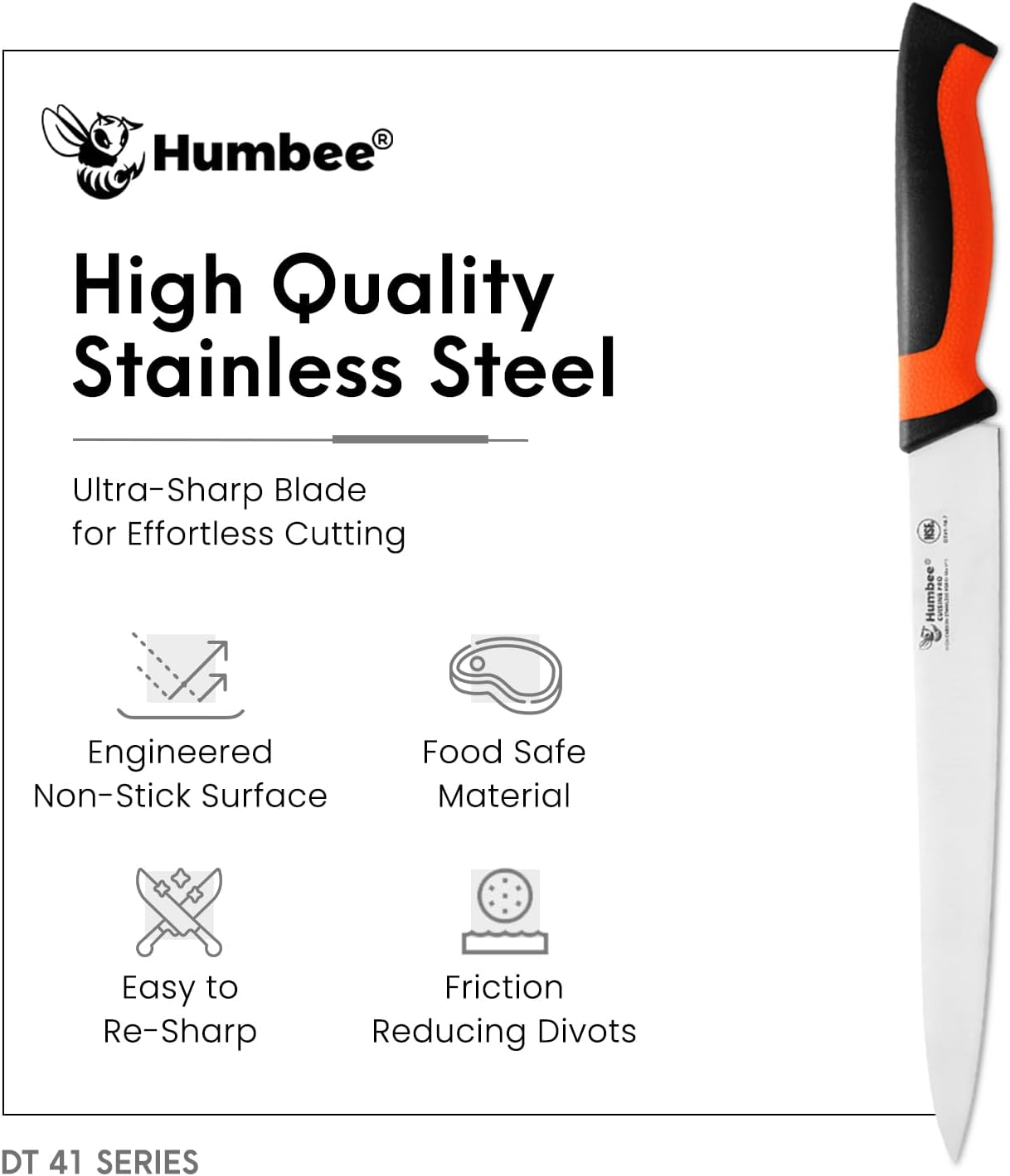 10-Inch Slicer knife With Granton edge, Black, DT-40 Series