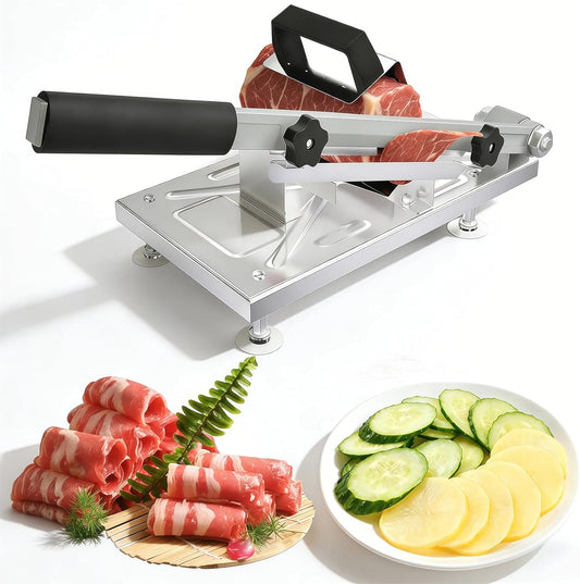 Stainless Steel Food Slicer,Upgraded Manual Frozen Meat Slicer Beef and Mutton Roll Meat Cleavers Machine for Home Cooking of Shabu Shabu,BBQ,Hot Pot