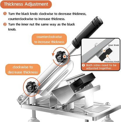 Stainless Steel Food Slicer,Upgraded Manual Frozen Meat Slicer Beef and Mutton Roll Meat Cleavers Machine for Home Cooking of Shabu Shabu,BBQ,Hot Pot
