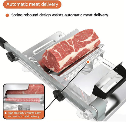 Stainless Steel Food Slicer,Upgraded Manual Frozen Meat Slicer Beef and Mutton Roll Meat Cleavers Machine for Home Cooking of Shabu Shabu,BBQ,Hot Pot