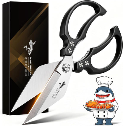 Heavy Duty Kitchen Shears, Sharp All Purpose Kitchen Scissors | 8mm German Steel Poultry Shears for Chicken, Meat, Turkey, Seafood & Vegetables, Dishwasher Safe, Ergonomic