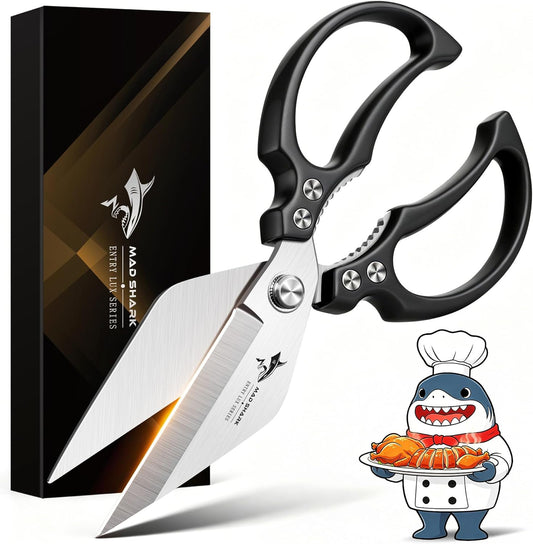 Heavy Duty Kitchen Shears, Sharp All Purpose Kitchen Scissors | 8mm German Steel Poultry Shears for Chicken, Meat, Turkey, Seafood & Vegetables, Dishwasher Safe, Ergonomic
