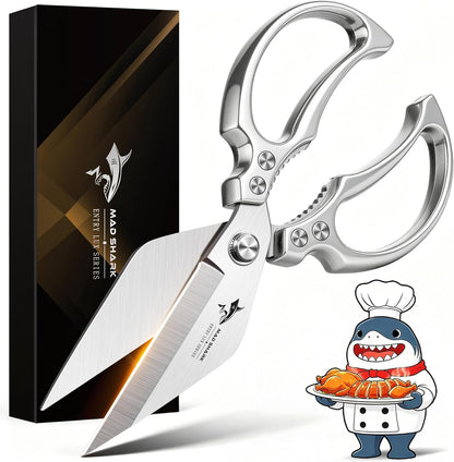 Heavy Duty Kitchen Shears, Sharp All Purpose Kitchen Scissors | 8mm German Steel Poultry Shears for Chicken, Meat, Turkey, Seafood & Vegetables, Dishwasher Safe, Ergonomic