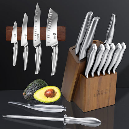Steak Knives Set of 6, 4.5-Inch Serrated Steak Knives, Dishwasher Safe | Steak Knives High Carbon Stainless Steel, Serrated Knives with Ergonomic Hollow Handles, Silver, for Families & Restaurants