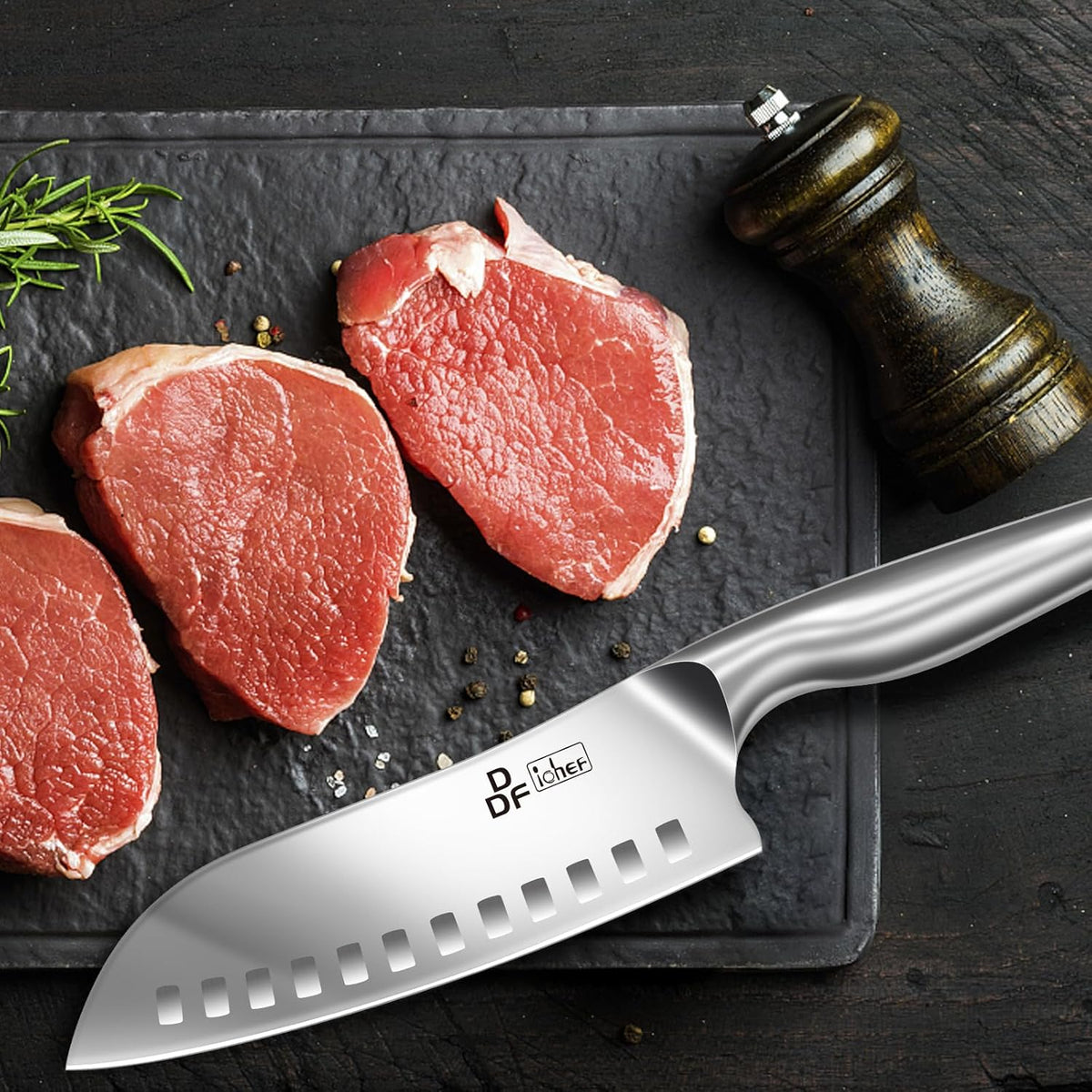 Steak Knives Set of 6, 4.5-Inch Serrated Steak Knives, Dishwasher Safe | Steak Knives High Carbon Stainless Steel, Serrated Knives with Ergonomic Hollow Handles, Silver, for Families & Restaurants