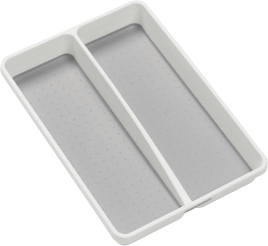 Small Utensil Tray, Multi Purpose Storage Organizer, Deep Storage for Ladles, Whisks & Serving Tools, Non Slip Lining, for Drawers & Home Organization, White