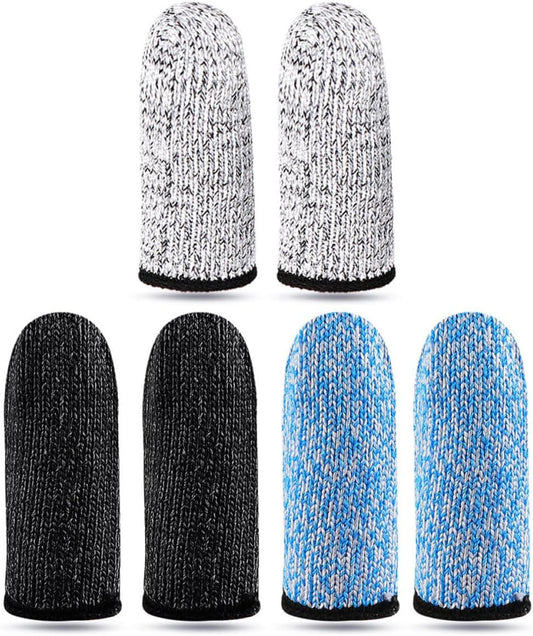 Cut Resistant Finger Sleeves Thumb Protectors High Wear-Resistant Finger Cots for Kitchen Work Sculpture and Knitting 3 Pairs (Gray, Blue, Black) for Industrial Safety