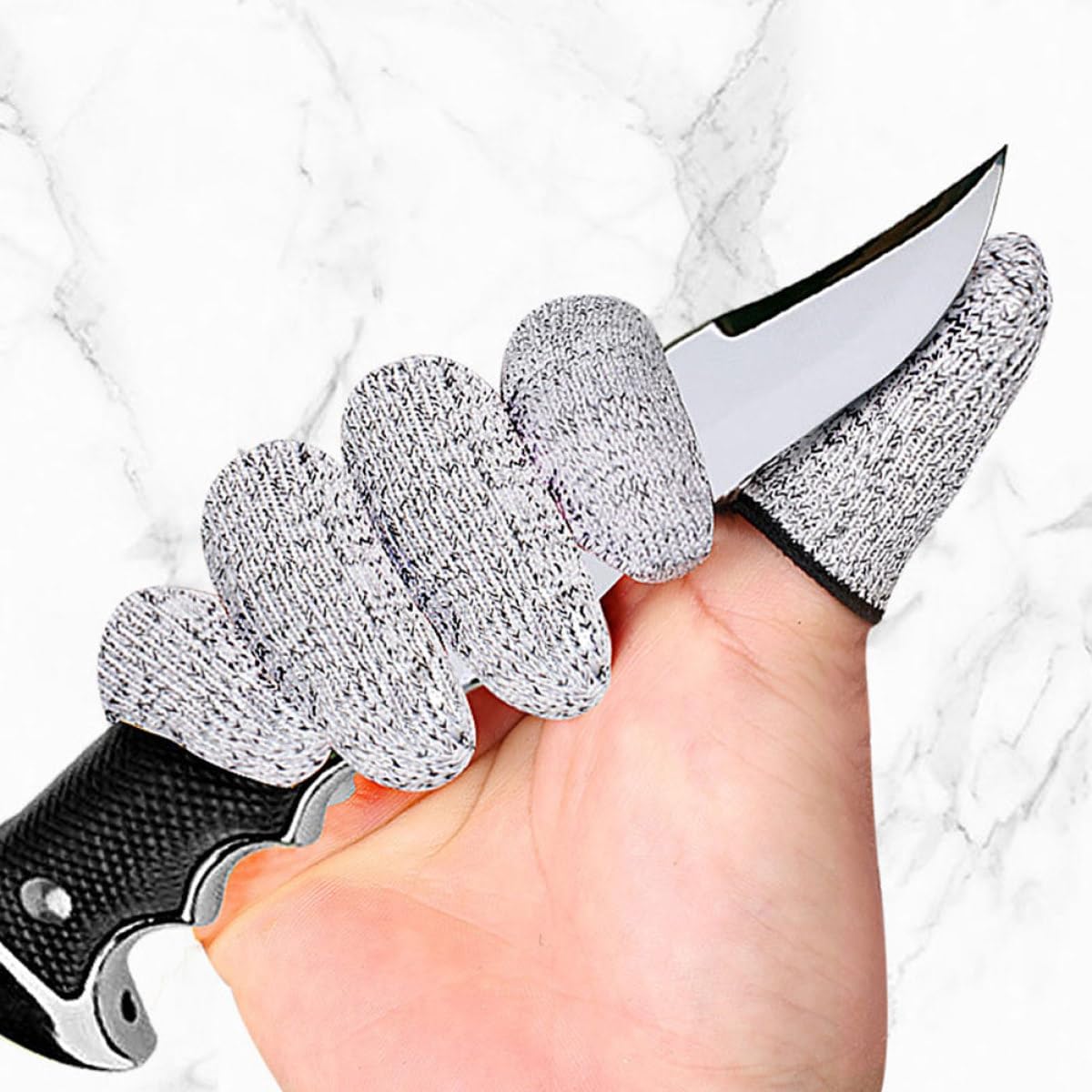 Cut Resistant Finger Sleeves Thumb Protectors High Wear-Resistant Finger Cots for Kitchen Work Sculpture and Knitting 3 Pairs (Gray, Blue, Black) for Industrial Safety
