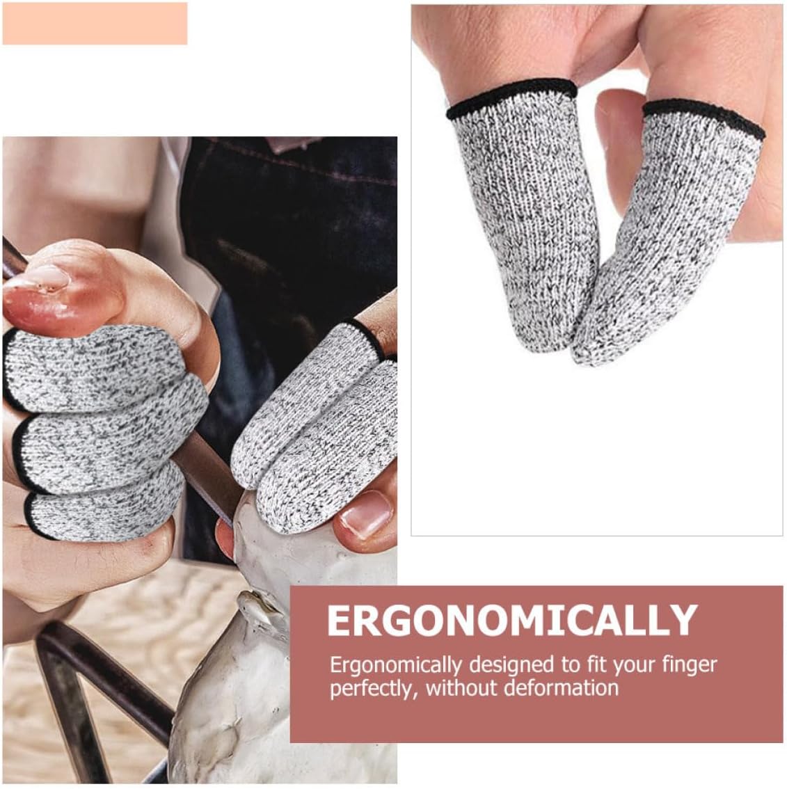 Cut Resistant Finger Sleeves Thumb Protectors High Wear-Resistant Finger Cots for Kitchen Work Sculpture and Knitting 3 Pairs (Gray, Blue, Black) for Industrial Safety