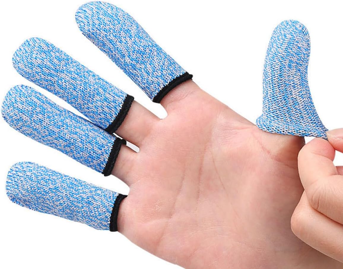 Cut Resistant Finger Sleeves Thumb Protectors High Wear-Resistant Finger Cots for Kitchen Work Sculpture and Knitting 3 Pairs (Gray, Blue, Black) for Industrial Safety