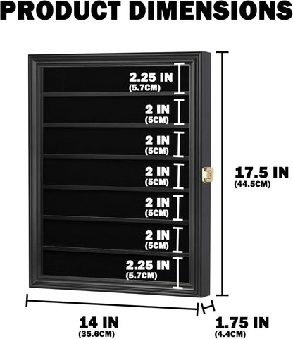 DisplayGifts Pocket Knife Display Case Stand Military Folding Knives Display Frame Shadow Box for Hunting Knives Collectibles with 98% UV Protection Lockable (Black Finish)