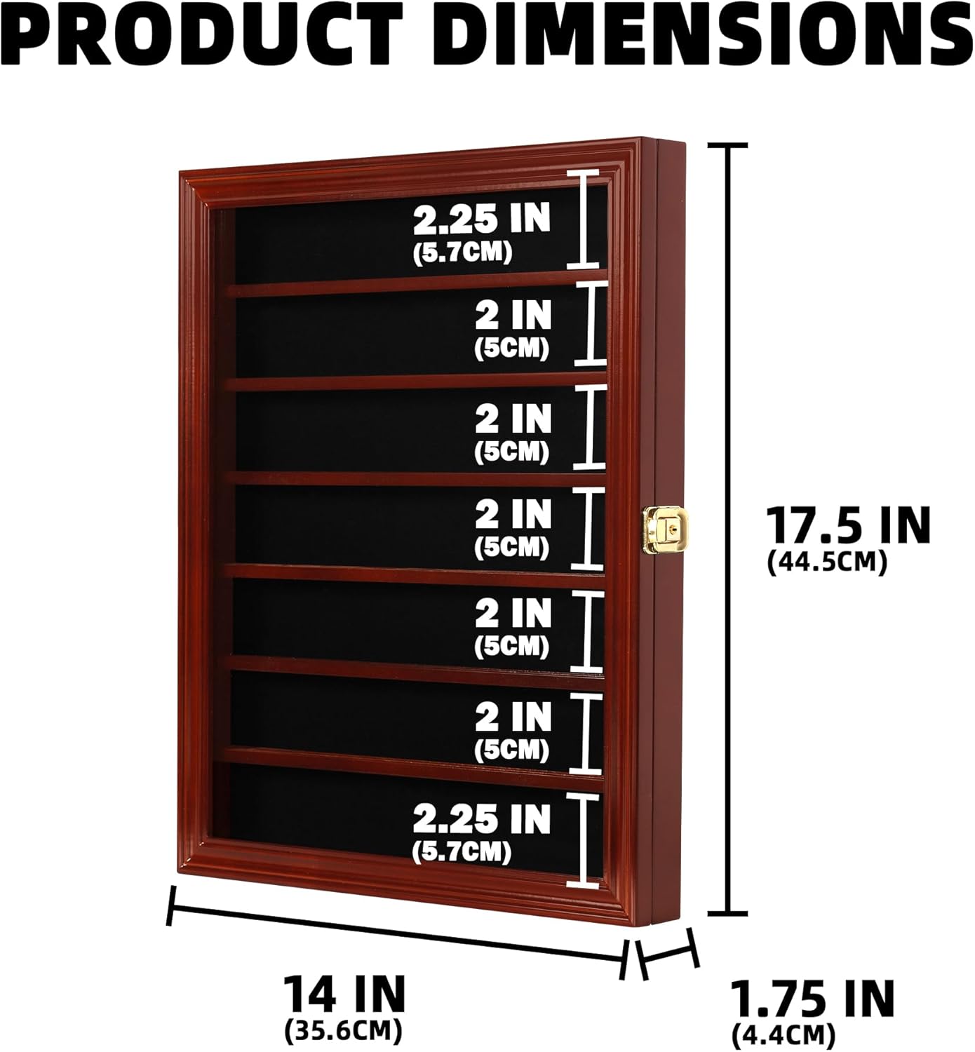 DisplayGifts Pocket Knife Display Case Stand Military Folding Knives Display Frame Shadow Box for Hunting Knives Collectibles with 98% UV Protection Lockable (Black Finish)