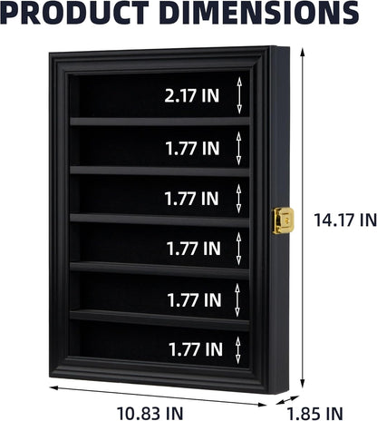 DisplayGifts Pocket Knife Display Case Stand Military Folding Knives Display Frame Shadow Box for Hunting Knives Collectibles with 98% UV Protection Lockable (Black Finish)