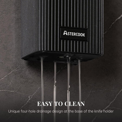 Knife Set, 6-Piece Kitchen Knife Set with Block, High Carbon Stainless Steel Ultra Sharp Kitchen Knives, Wood Grain Handle, Dishwasher Safe Knife Block Set, Black, Kitchen Utility Knives