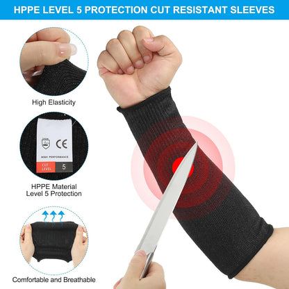 Cut Resistant Sleeve, Arm Safety Protectors Sleeves Forearm Sleeve HPPE Level 5 Protection