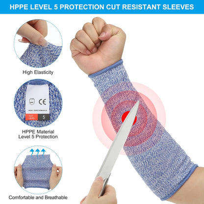 Cut Resistant Sleeve, Arm Safety Protectors Sleeves Forearm Sleeve HPPE Level 5 Protection