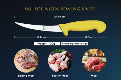 6 inch Solingen Boning Knife - Curved Meat Knife, Professional, Flexible, Sharp - Made in Germany