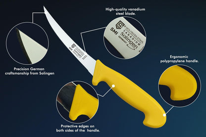 6 inch Solingen Boning Knife - Curved Meat Knife, Professional, Flexible, Sharp - Made in Germany