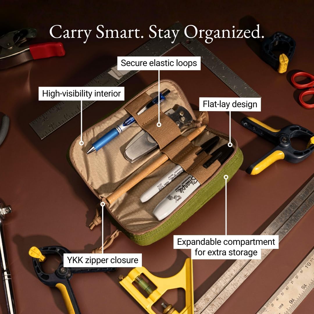 ® Venture Pouch | Multipurpose Tactical Tool Bag | Water Resistant Waxed Canvas | Dual-Sided Zipper Pouch | for Motorcycle, Bike, EDC, Pen, Pencil, Art, Tech & Travel