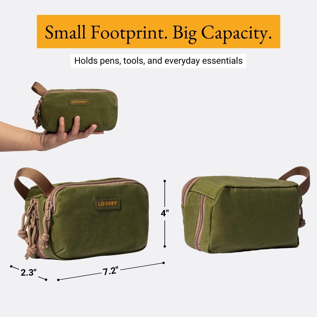 ® Venture Pouch | Multipurpose Tactical Tool Bag | Water Resistant Waxed Canvas | Dual-Sided Zipper Pouch | for Motorcycle, Bike, EDC, Pen, Pencil, Art, Tech & Travel