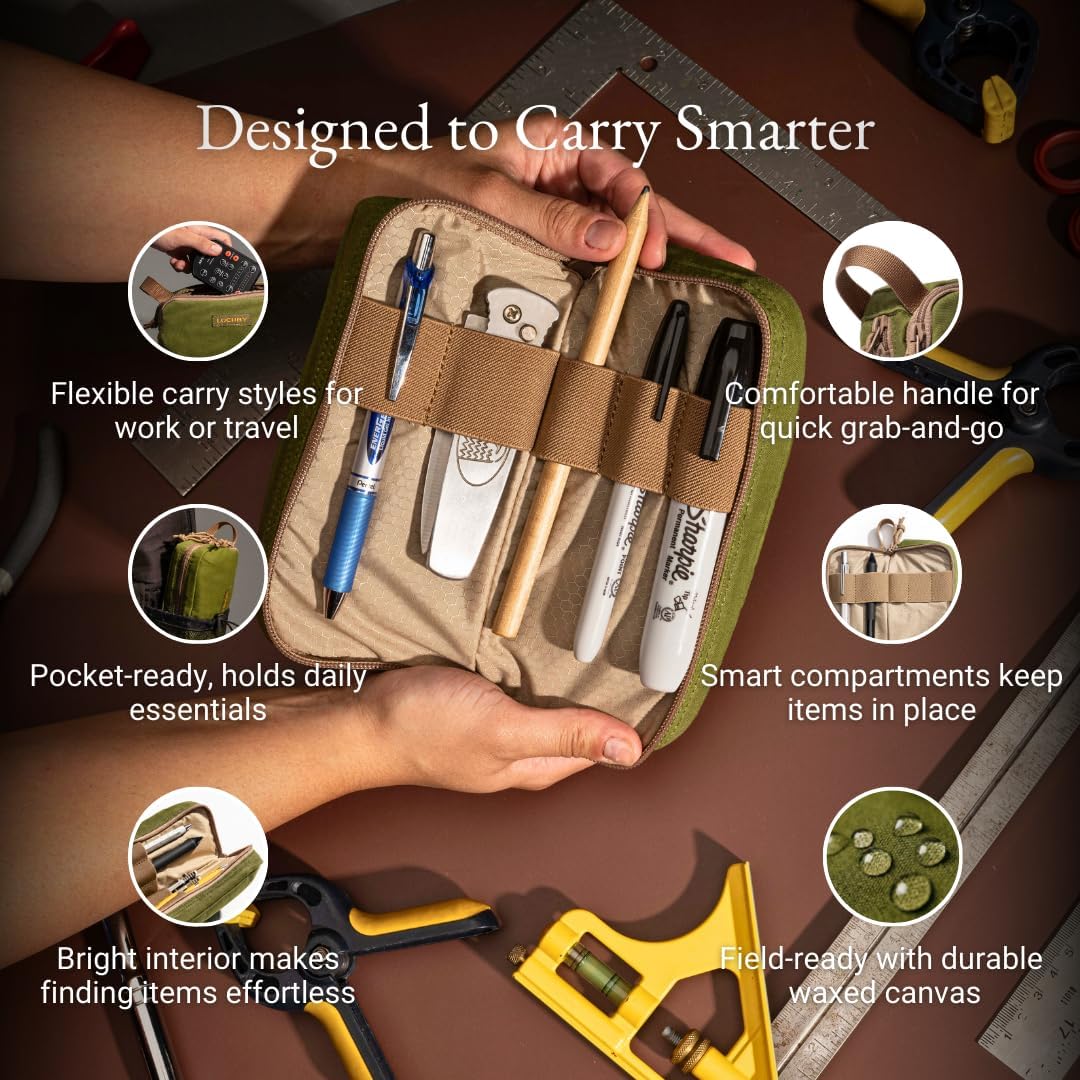 ® Venture Pouch | Multipurpose Tactical Tool Bag | Water Resistant Waxed Canvas | Dual-Sided Zipper Pouch | for Motorcycle, Bike, EDC, Pen, Pencil, Art, Tech & Travel