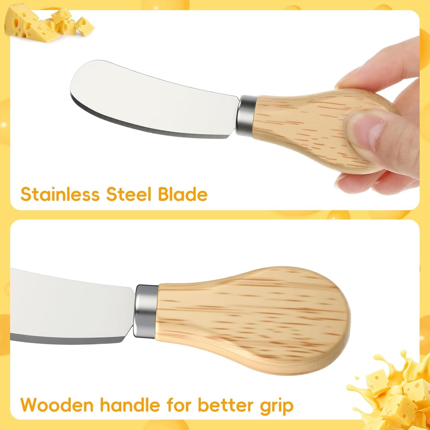 100 Pcs Cheese Butter Spreader Knife Stainless Steel Butter Knife with Wooden Handle for Jam, Sandwiches, Dips and Charcuterie Kitchen Gadgets Bulk