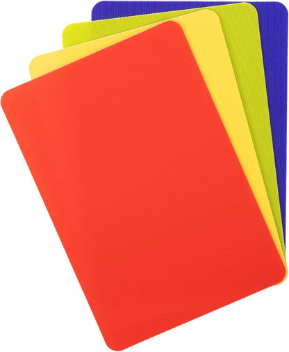 Heavy Duty Cutting Board Grippmat, Flexible Cutting Boards for Kitchen, Set of 4, Non Slip Plastic Board Cutting Mat Small Size 5.5 x 8, Blue, Green, Yellow, Red Set, Kitchen Gadgets