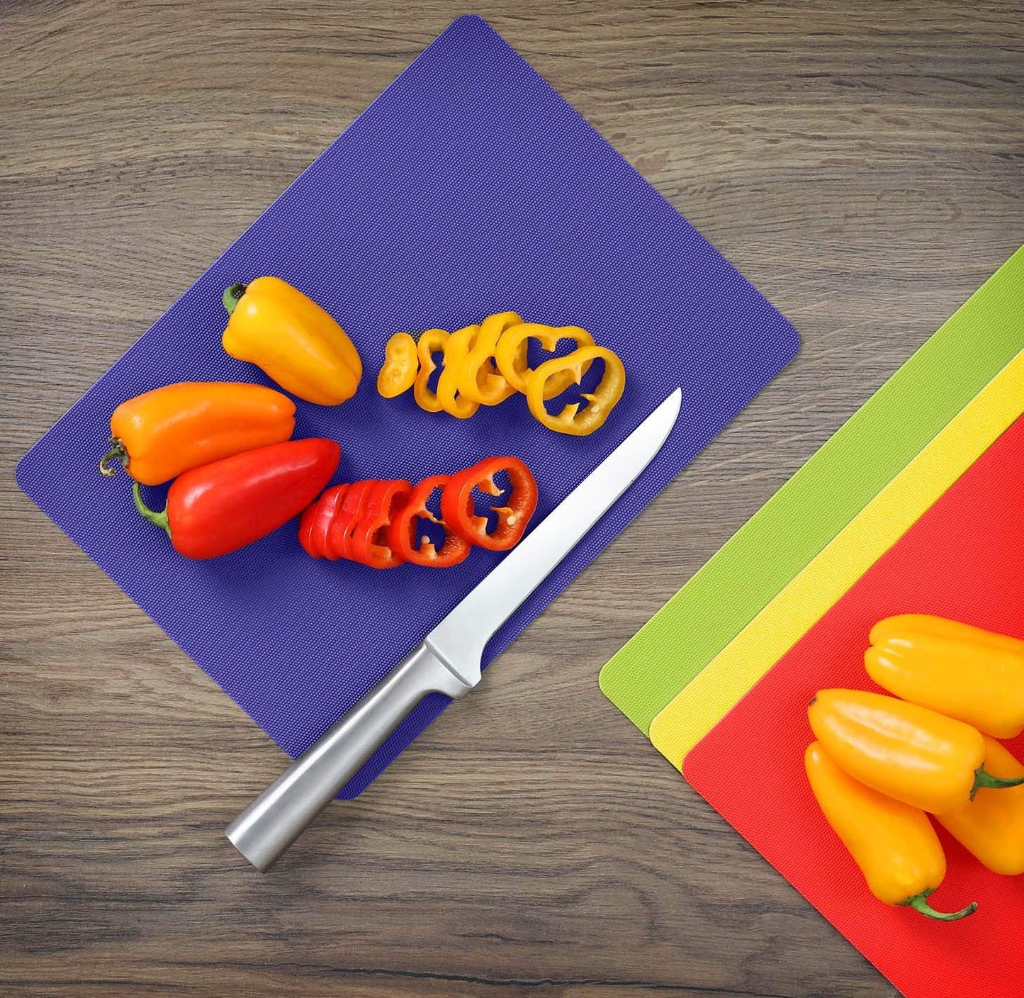 Heavy Duty Cutting Board Grippmat, Flexible Cutting Boards for Kitchen, Set of 4, Non Slip Plastic Board Cutting Mat Small Size 5.5 x 8, Blue, Green, Yellow, Red Set, Kitchen Gadgets