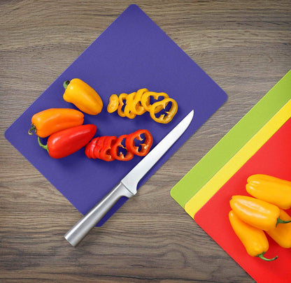 Heavy Duty Cutting Board Grippmat, Flexible Cutting Boards for Kitchen, Set of 4, Non Slip Plastic Board Cutting Mat Small Size 5.5 x 8, Blue, Green, Yellow, Red Set, Kitchen Gadgets