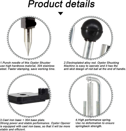 Manual Oyster Shucker Cast Iron Machine - Oyster & Clam Opener Set Shucking Machine Seafood Tools