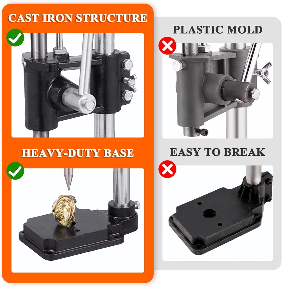 Manual Oyster Shucker Cast Iron Machine - Oyster & Clam Opener Set Shucking Machine Seafood Tools