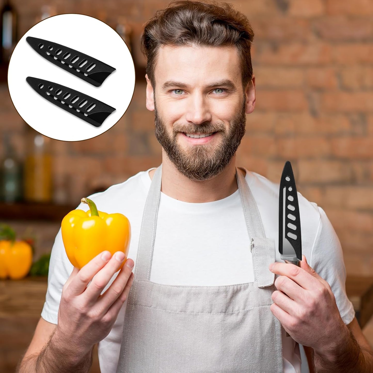 2 Pcs Knife Sheath Blade Protector Kitchen Safety Knife Covers or Sleeves for 3.5 inch Paring Knives Black Universal Plastic Knives Guards for Kitchen