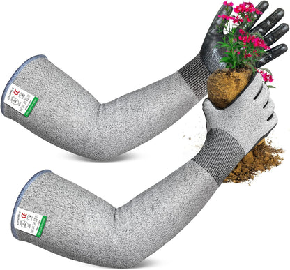 Long Sleeve Gardening Gloves for Women & Men | Cut Resistant,Nitrile Coated,Anti-slip,Full Arm Protective Gloves for Poison Ivy,Thorn Proof,Gardening,Farming