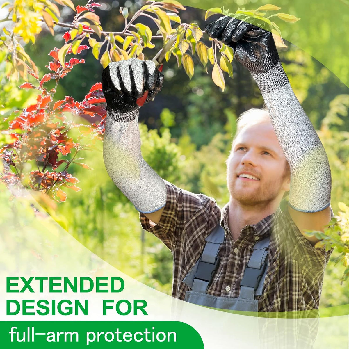 Long Sleeve Gardening Gloves for Women & Men | Cut Resistant,Nitrile Coated,Anti-slip,Full Arm Protective Gloves for Poison Ivy,Thorn Proof,Gardening,Farming