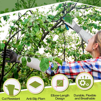 Long Sleeve Gardening Gloves for Women & Men | Cut Resistant,Nitrile Coated,Anti-slip,Full Arm Protective Gloves for Poison Ivy,Thorn Proof,Gardening,Farming