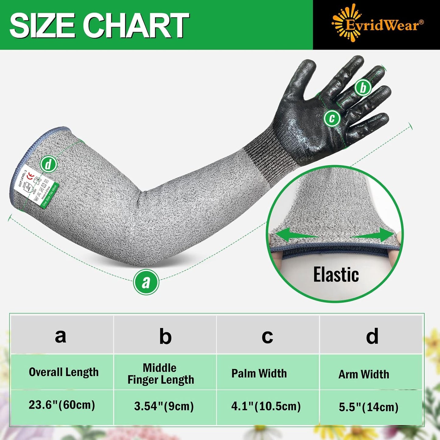 Long Sleeve Gardening Gloves for Women & Men | Cut Resistant,Nitrile Coated,Anti-slip,Full Arm Protective Gloves for Poison Ivy,Thorn Proof,Gardening,Farming