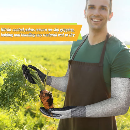 Long Sleeve Gardening Gloves for Women & Men | Cut Resistant,Nitrile Coated,Anti-slip,Full Arm Protective Gloves for Poison Ivy,Thorn Proof,Gardening,Farming