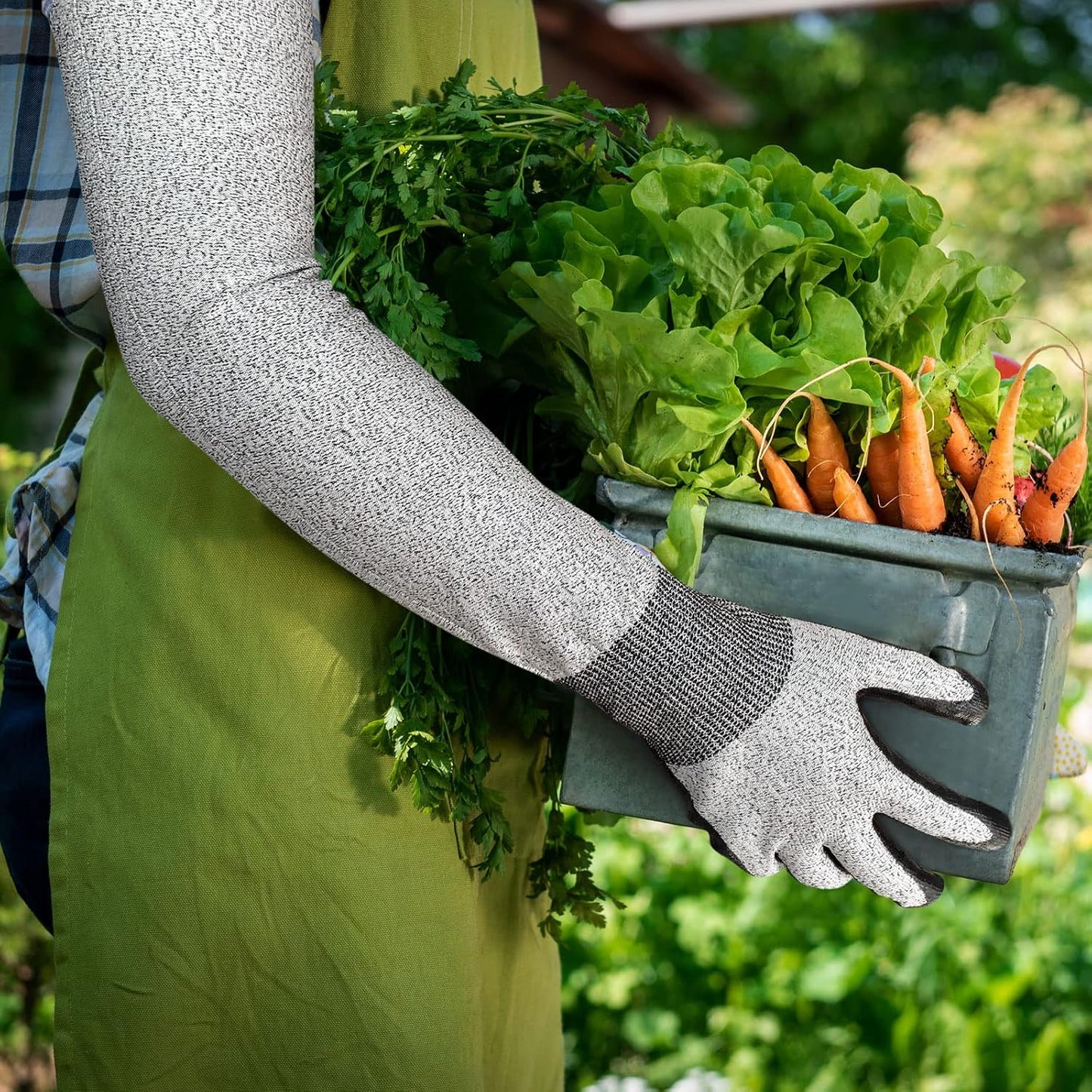 Long Sleeve Gardening Gloves for Women & Men | Cut Resistant,Nitrile Coated,Anti-slip,Full Arm Protective Gloves for Poison Ivy,Thorn Proof,Gardening,Farming