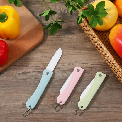 3PCS Ceramic Folding Knifves Handy Fruit Knife Ultra Sharp for Fruit and Vegetable Small Portable Kitchen Knife for Travel, Picnic, Camping