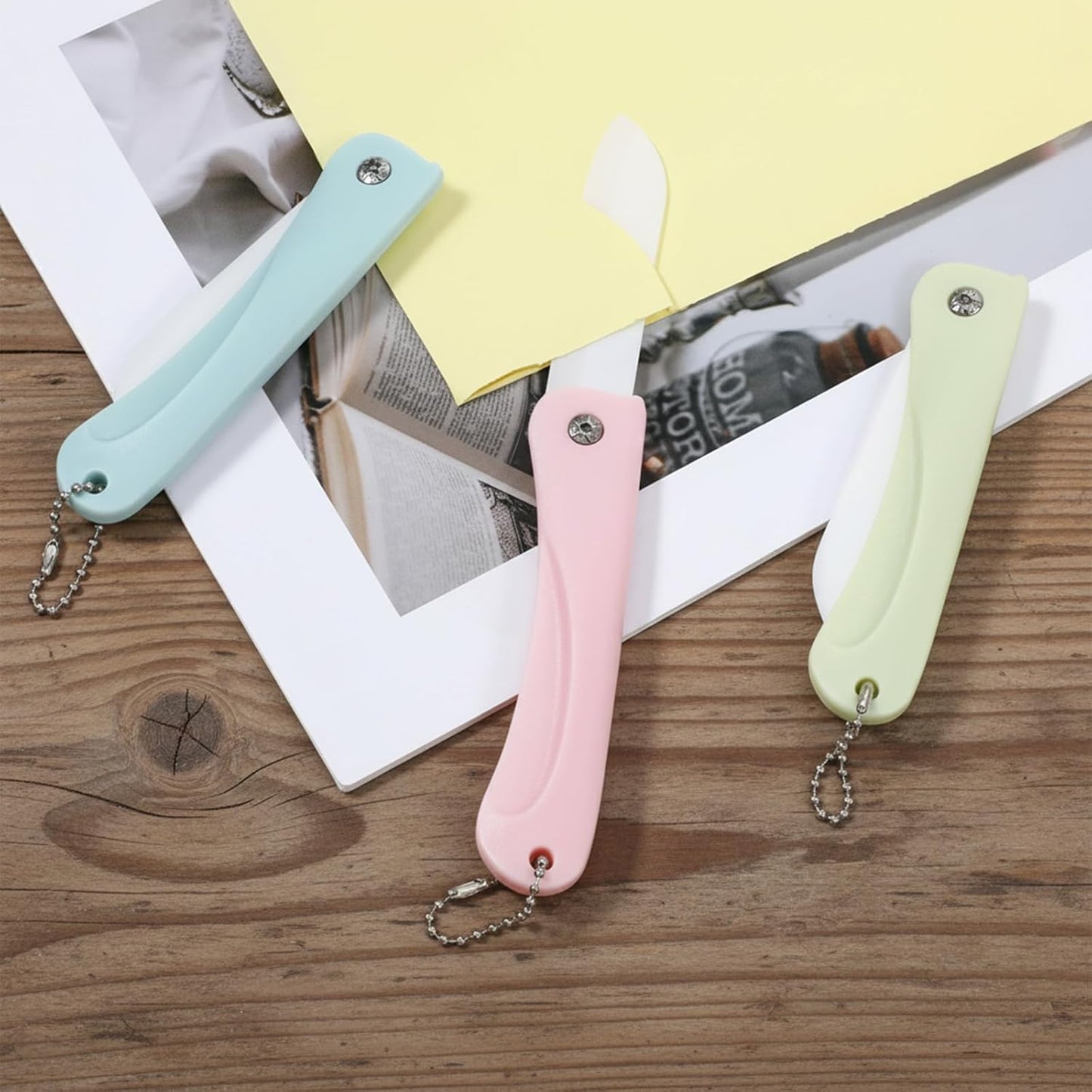 3PCS Ceramic Folding Knifves Handy Fruit Knife Ultra Sharp for Fruit and Vegetable Small Portable Kitchen Knife for Travel, Picnic, Camping